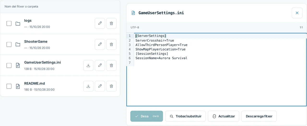 CubixServ · Fitxers
