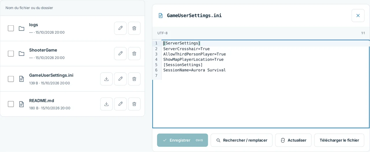 CubixServ · Fichiers