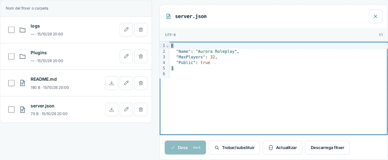 CubixServ · Fitxers