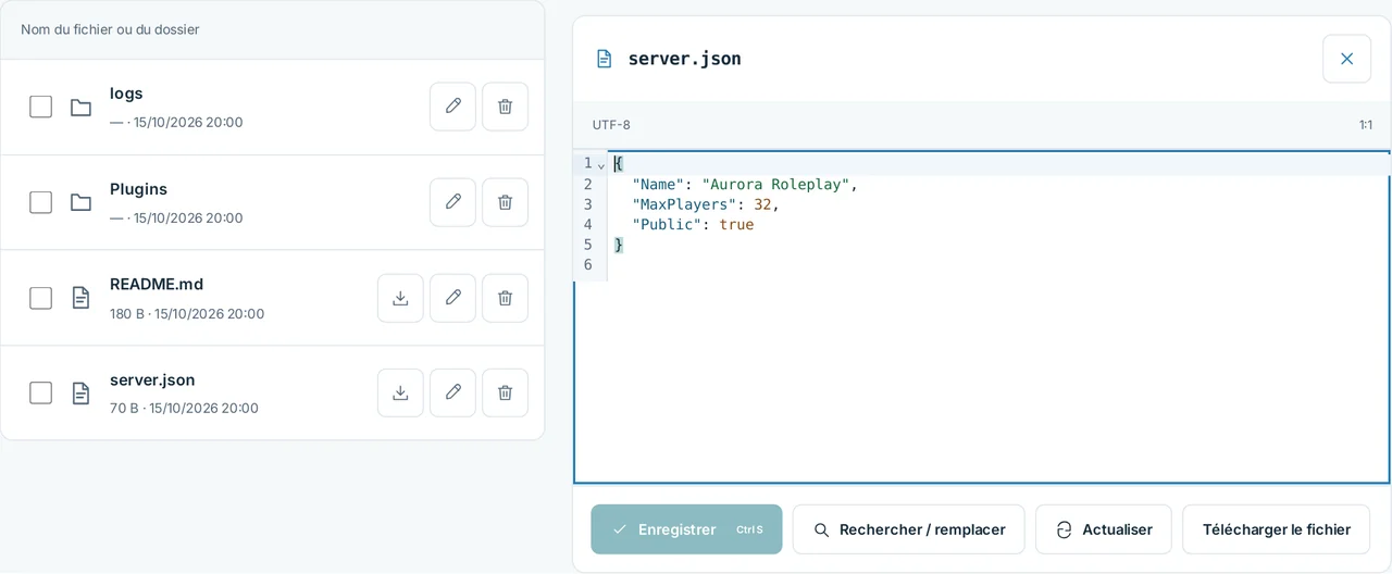 CubixServ · Fichiers