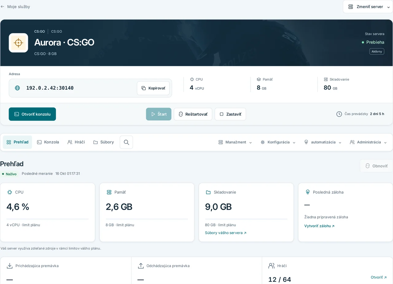 CubixServ · Prehľad