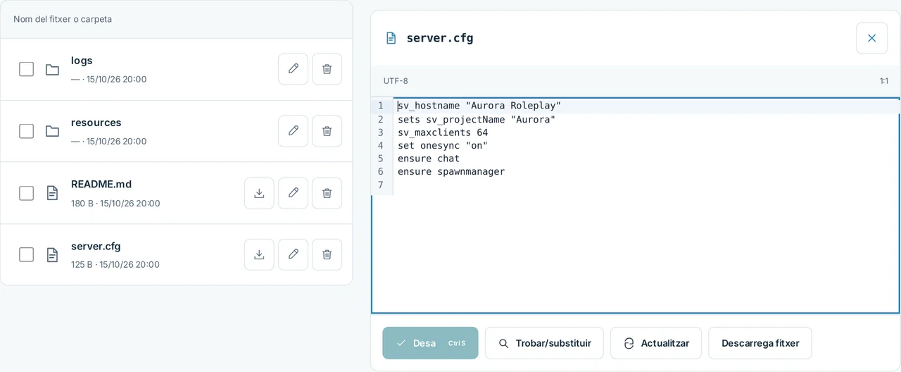 CubixServ · Fitxers