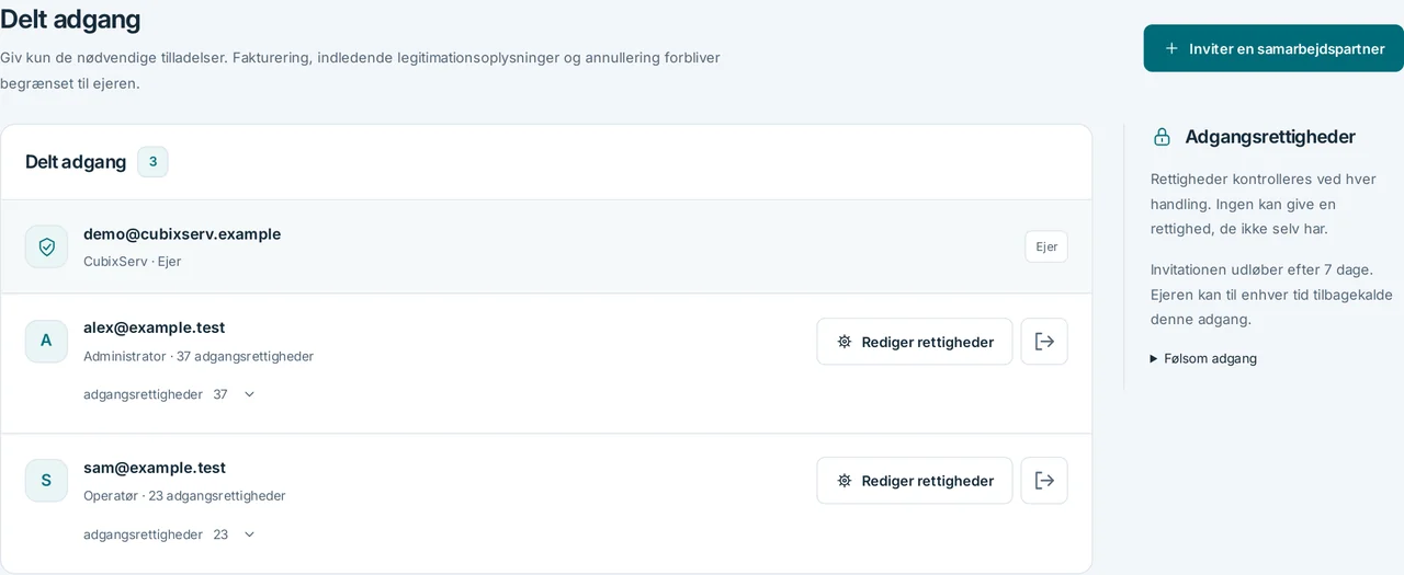 CubixServ · Delt adgang