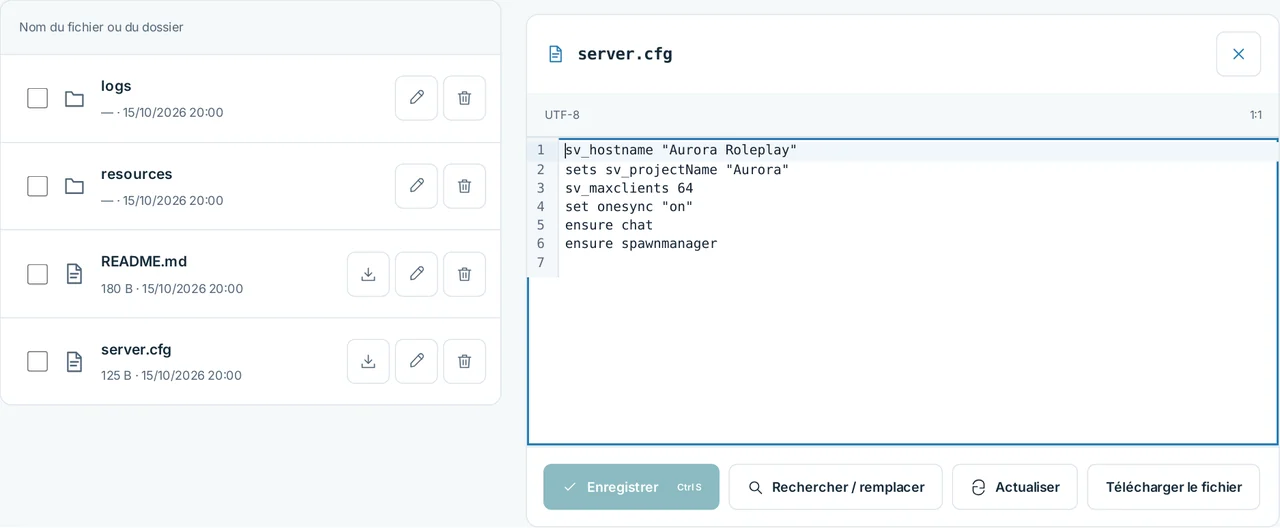CubixServ · Fichiers