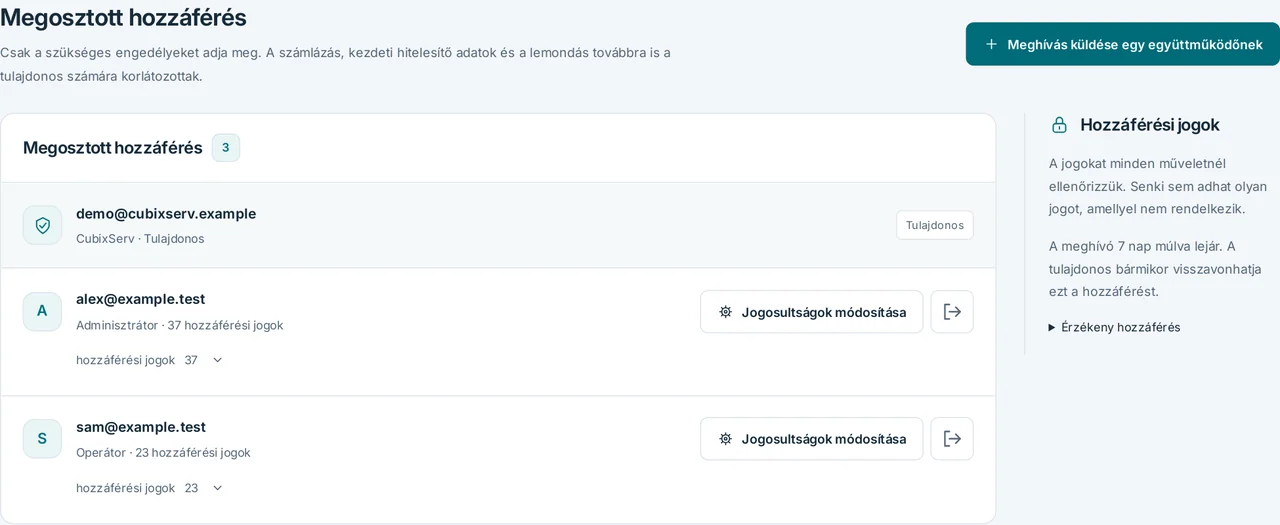 CubixServ · Megosztott hozzáférés
