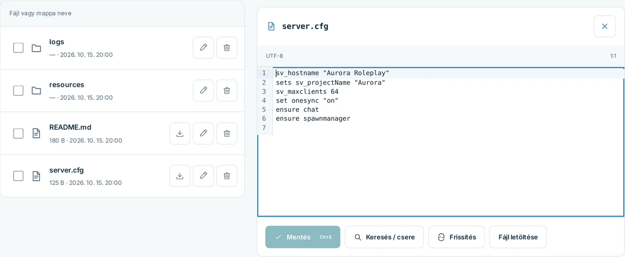 CubixServ · Fájlok