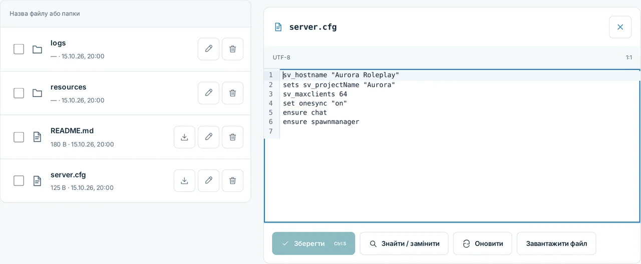 CubixServ · Файли