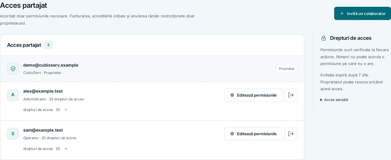 CubixServ · Acces partajat