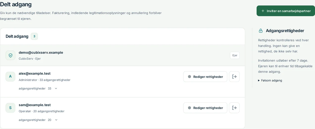 CubixServ · Delt adgang