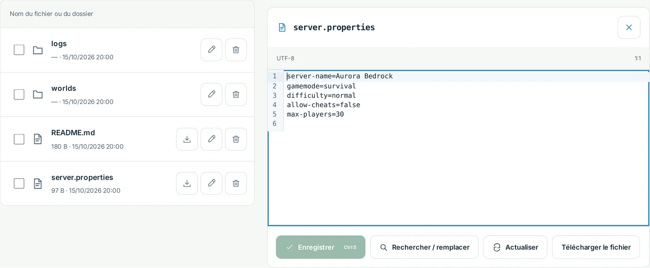 CubixServ · Fichiers