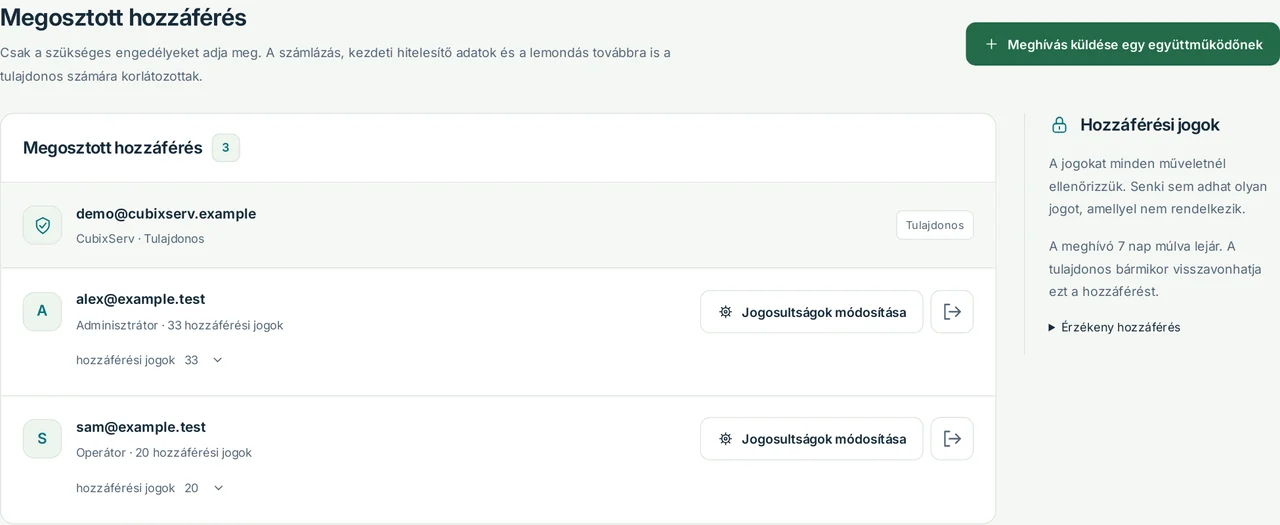 CubixServ · Megosztott hozzáférés