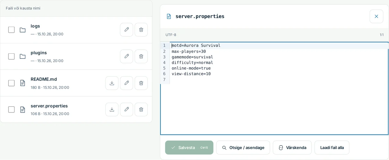 CubixServ · Failid