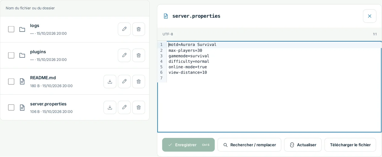 CubixServ · Fichiers
