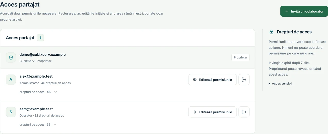 CubixServ · Acces partajat