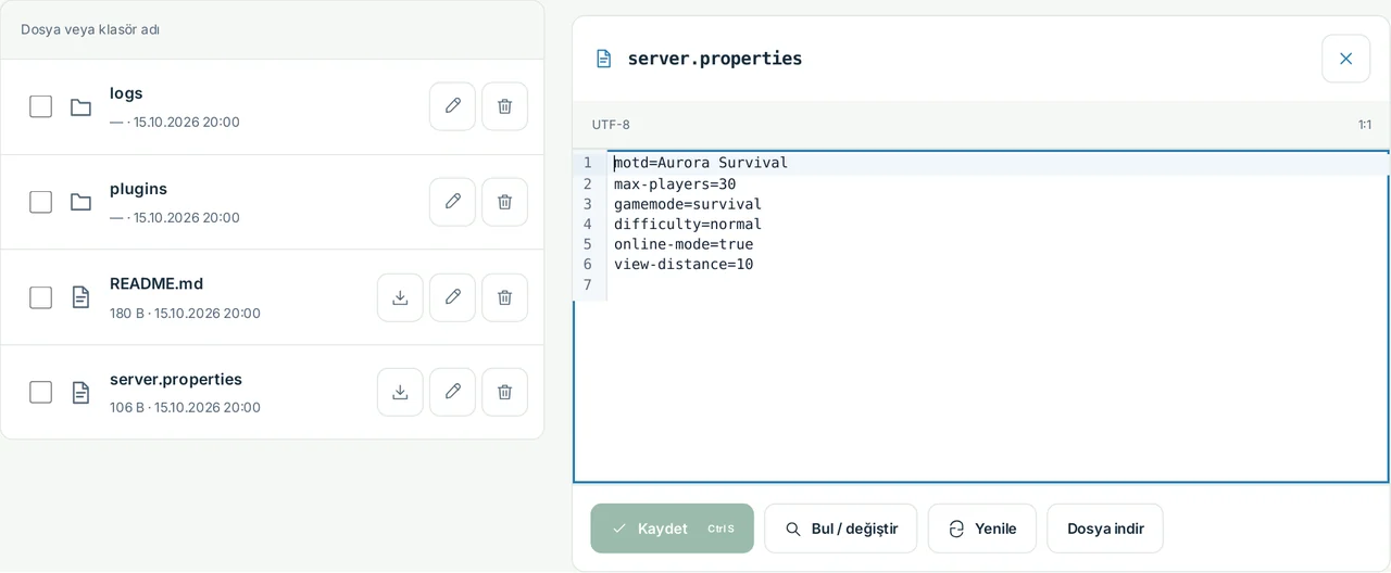 CubixServ · Dosyalar