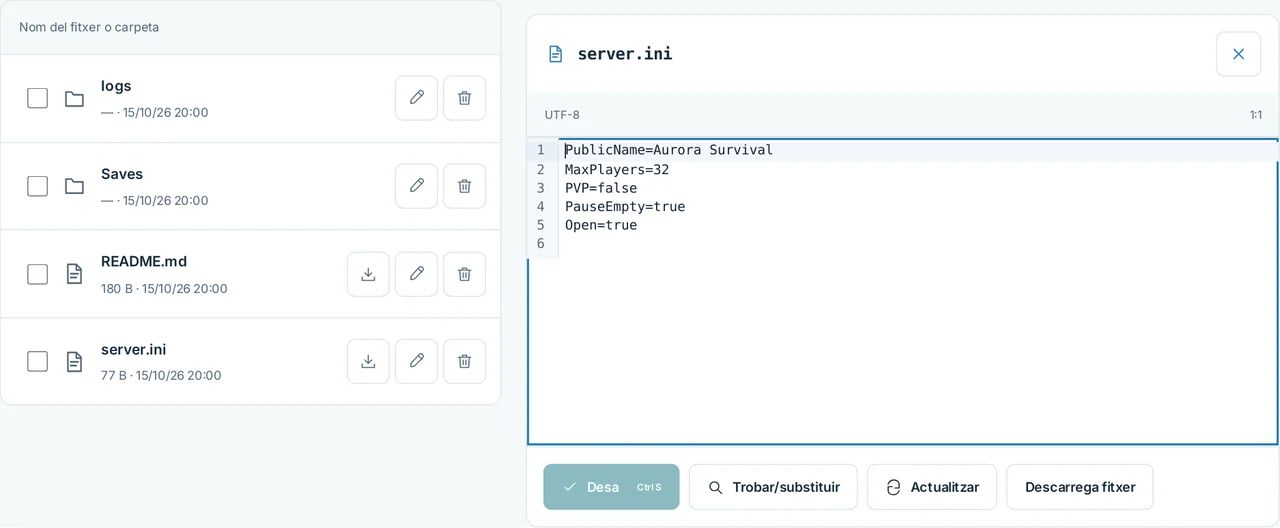 CubixServ · Fitxers