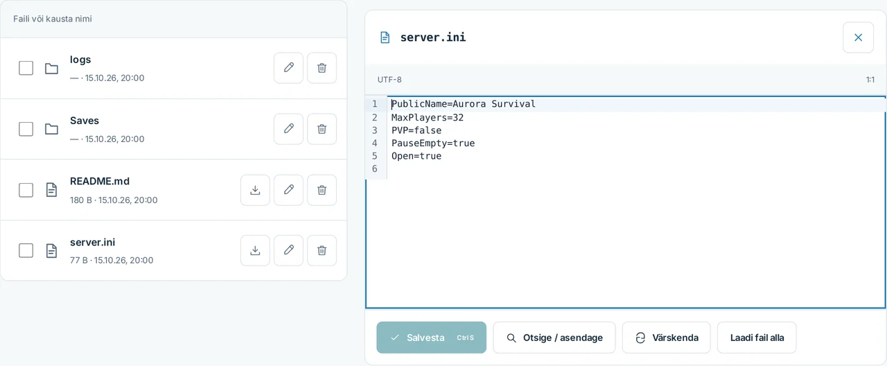CubixServ · Failid
