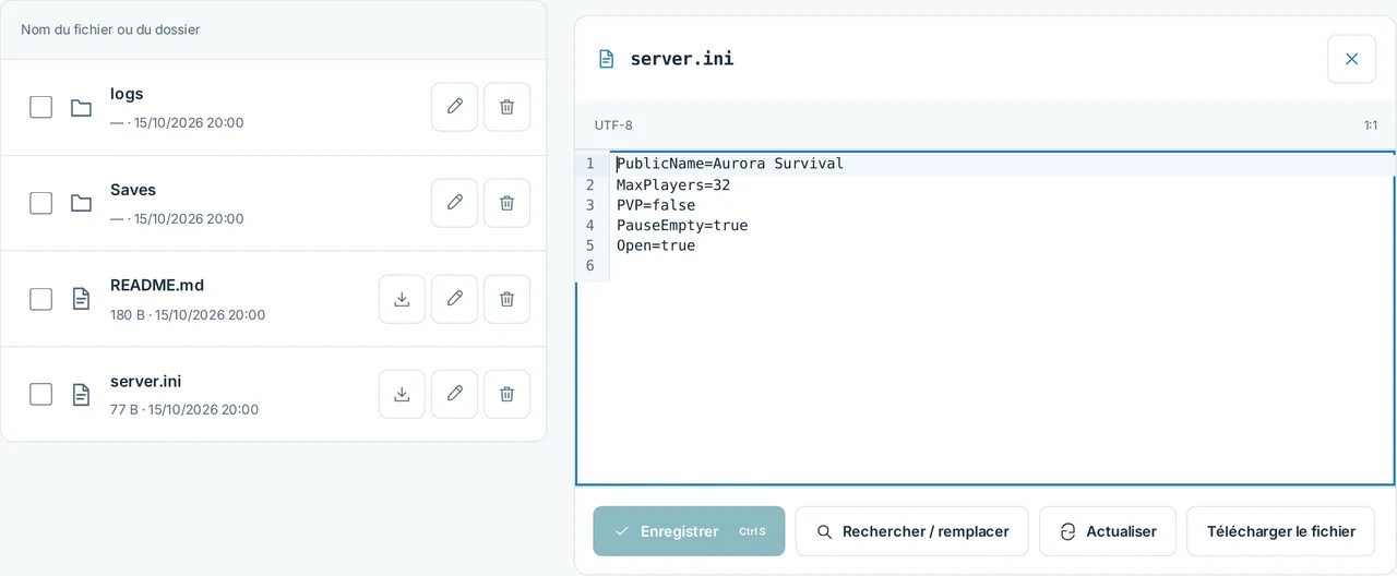 CubixServ · Fichiers