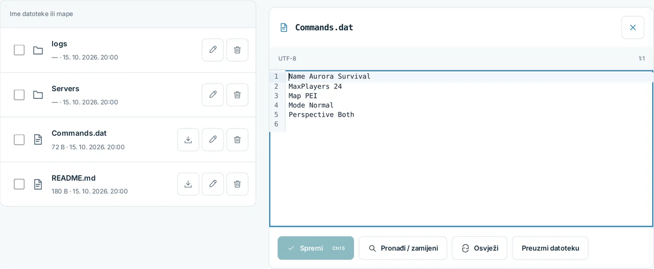 CubixServ · Datoteke