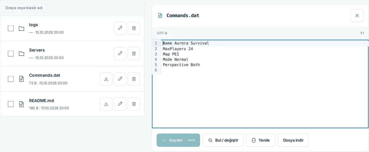 CubixServ · Dosyalar