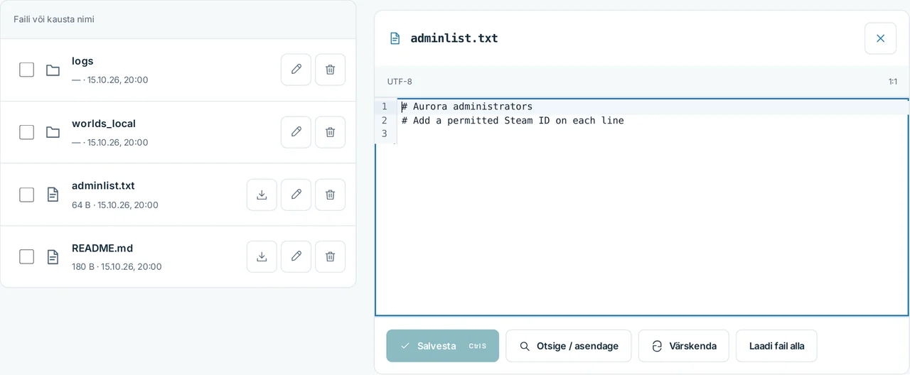 CubixServ · Failid