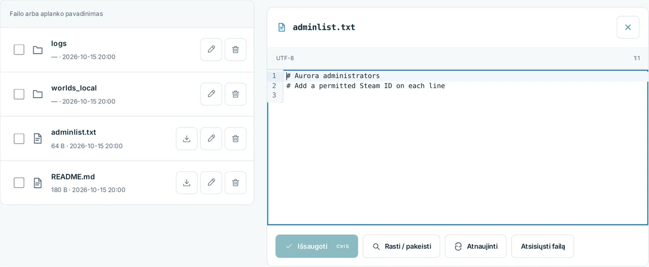 CubixServ · Failai