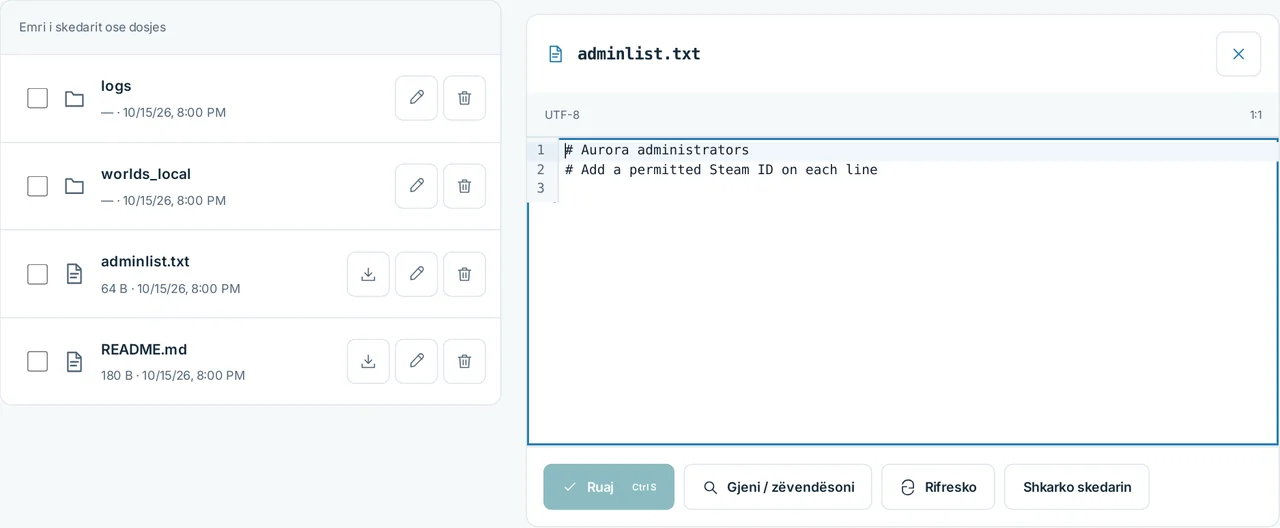 CubixServ · Skedarët