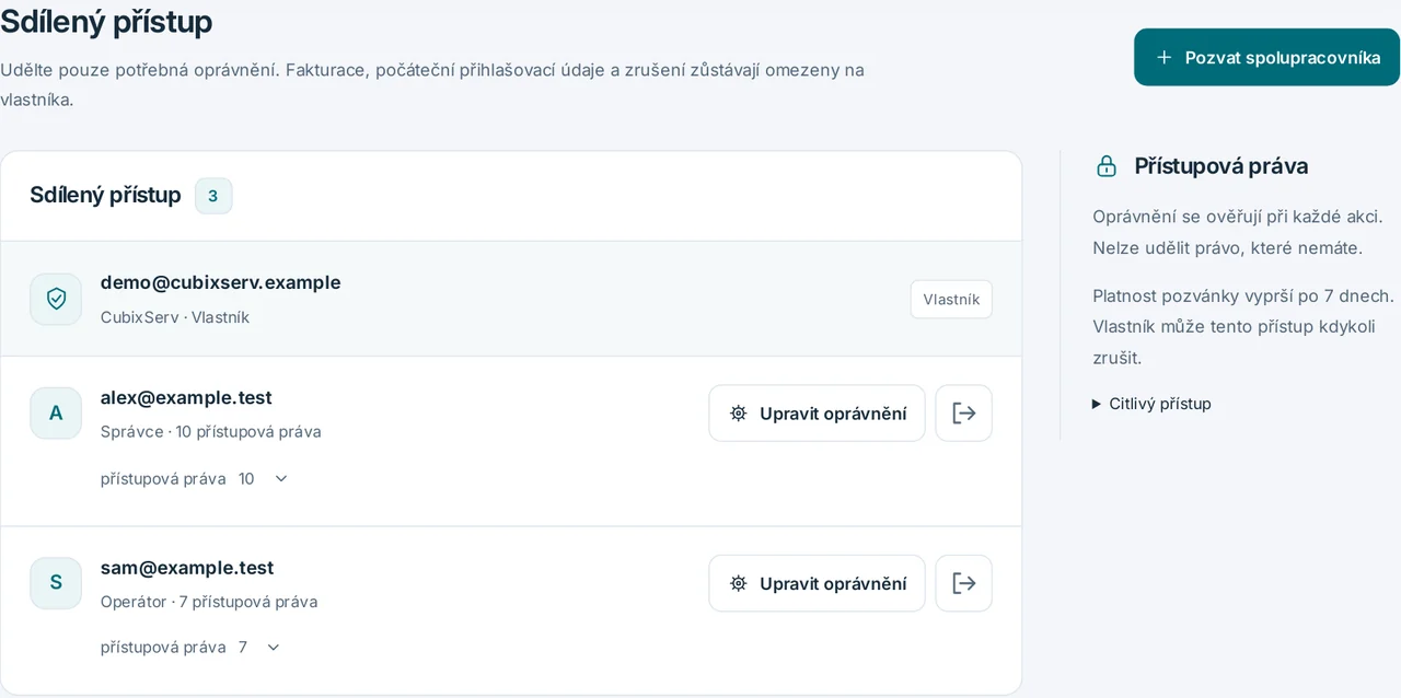 CubixServ · Sdílený přístup