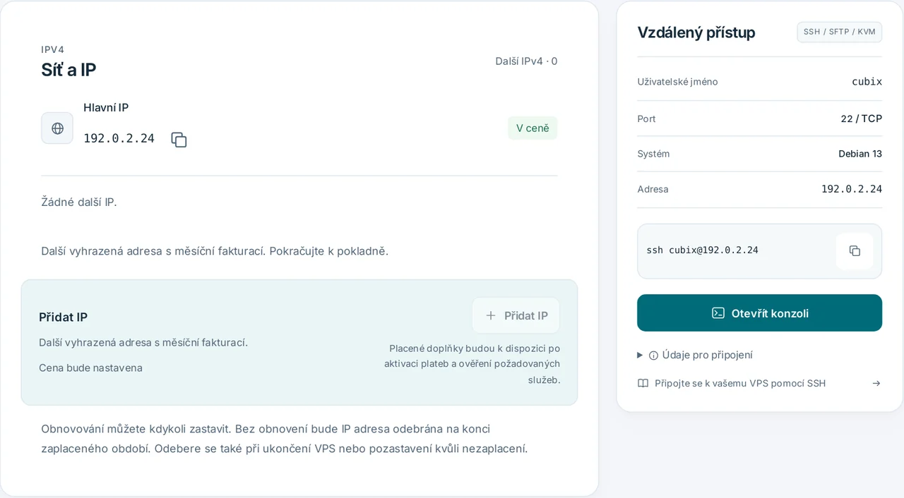 CubixServ · Síť a IP