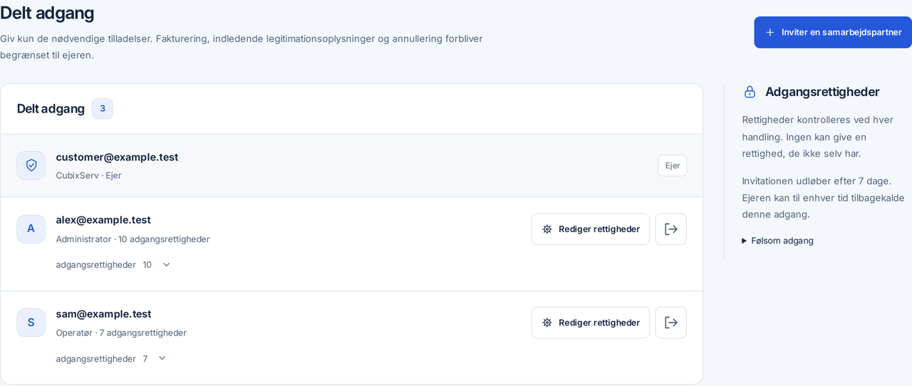 CubixServ · Delt adgang