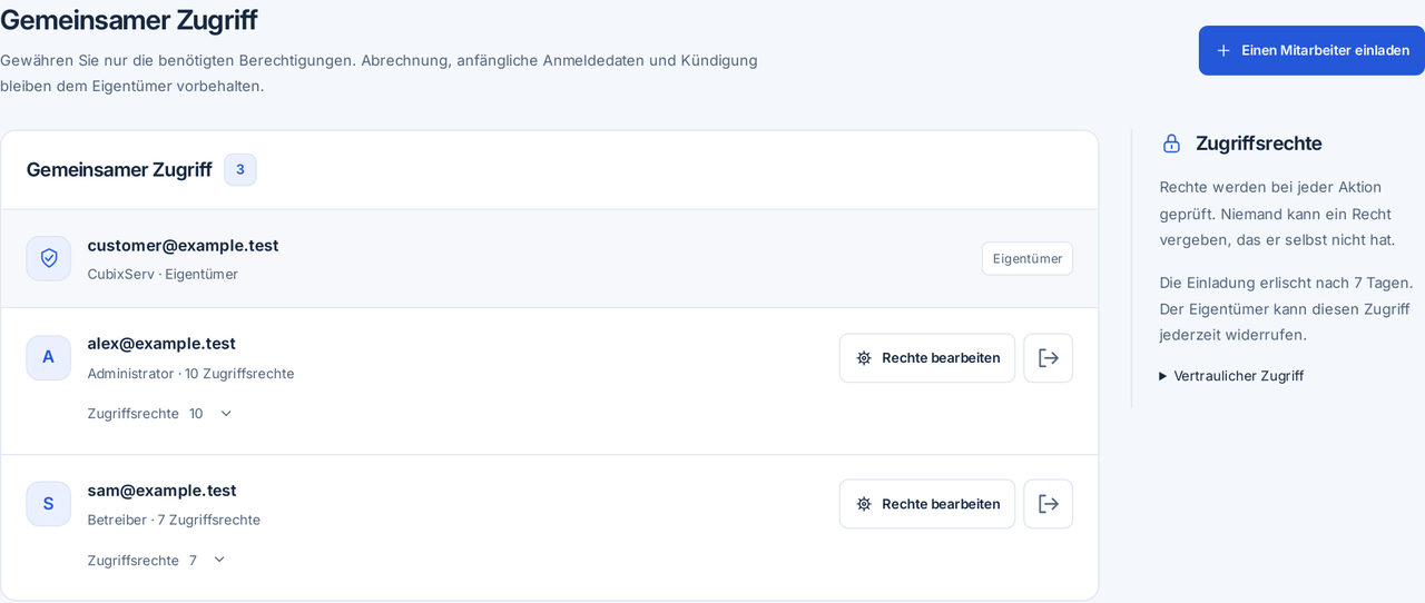 CubixServ · Gemeinsamer Zugriff