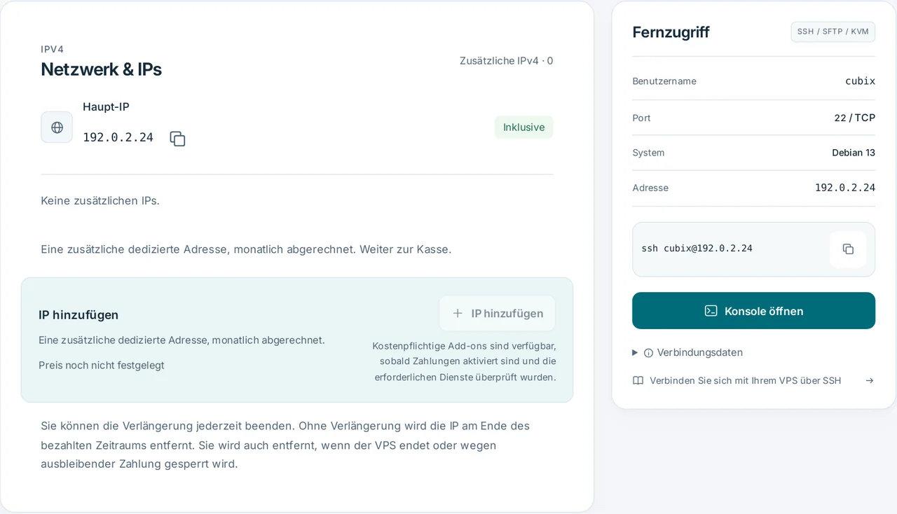 CubixServ · Netzwerk & IPs