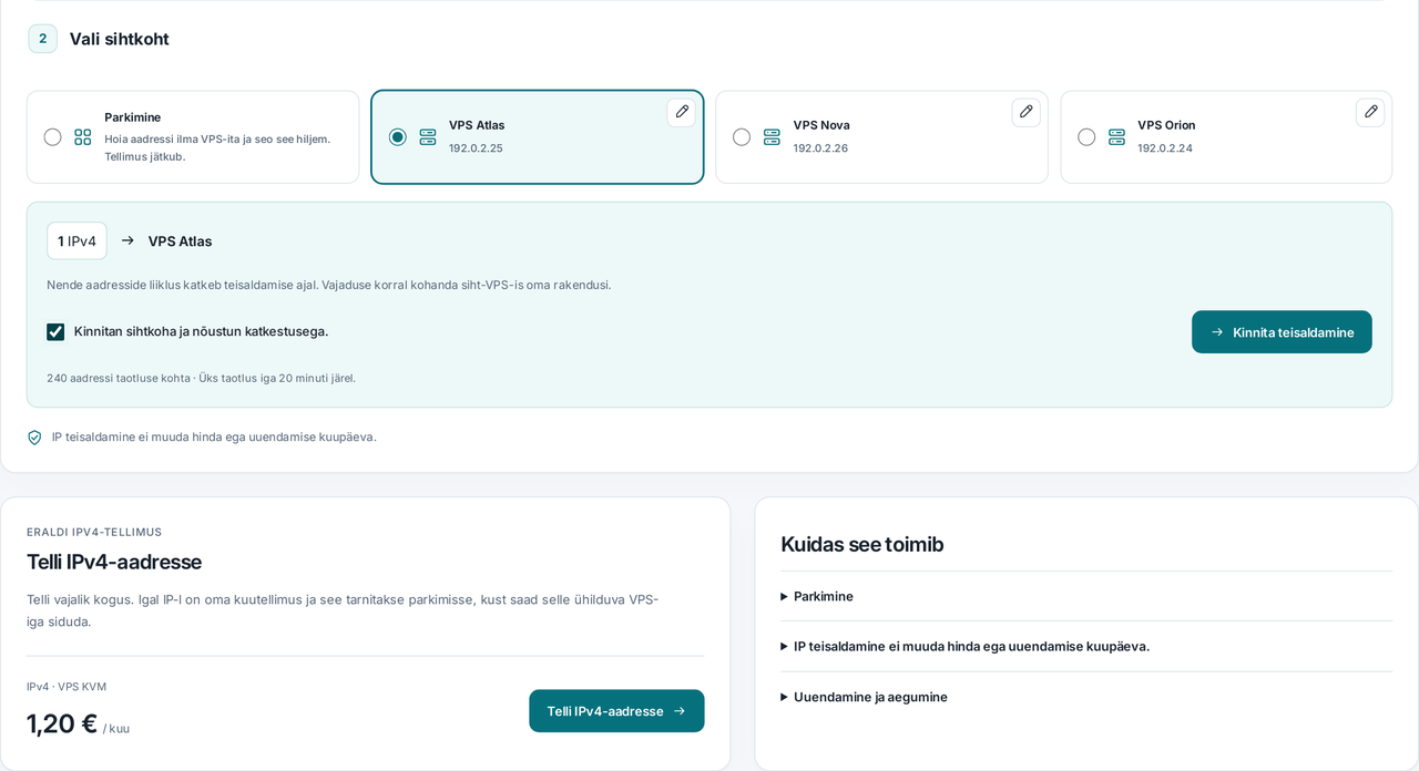CubixServ · Võrk ja IP