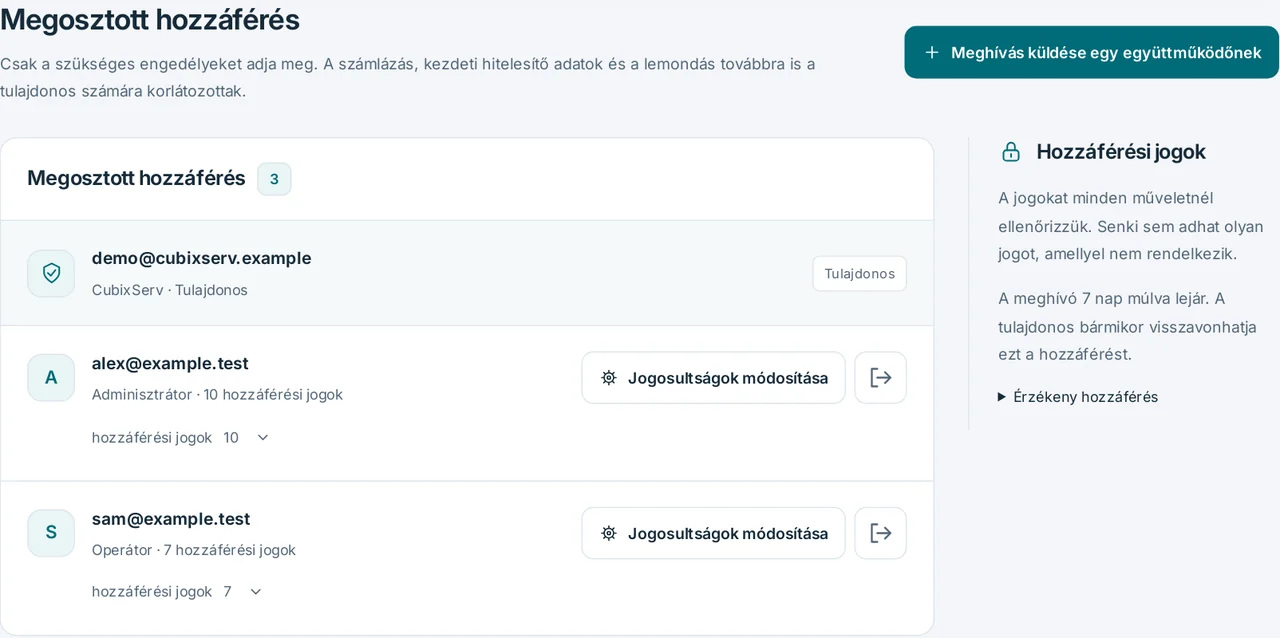 CubixServ · Megosztott hozzáférés