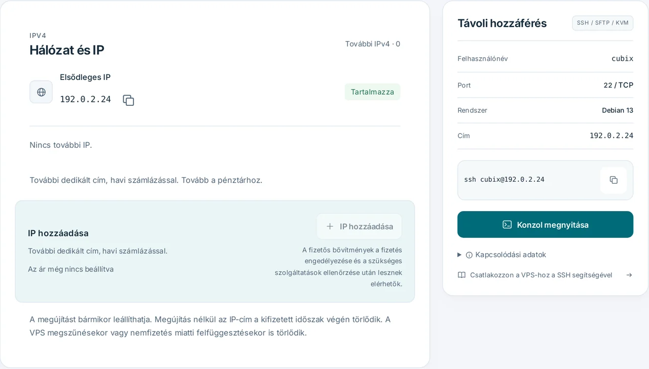 CubixServ · Hálózat és IP