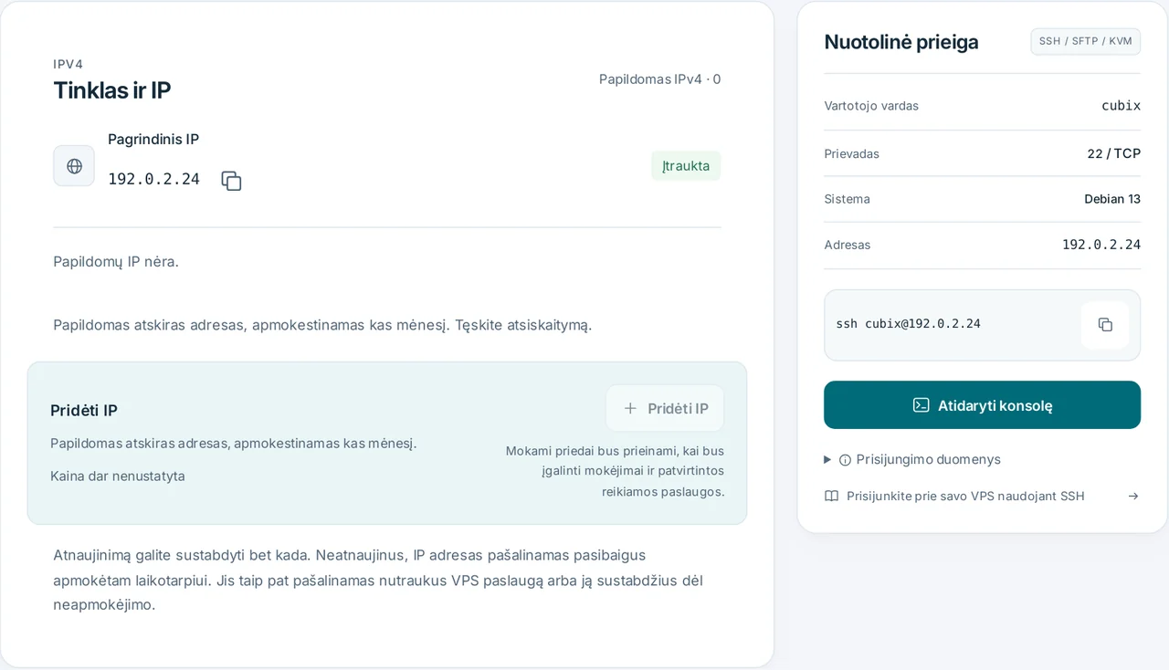 CubixServ · Tinklas ir IP