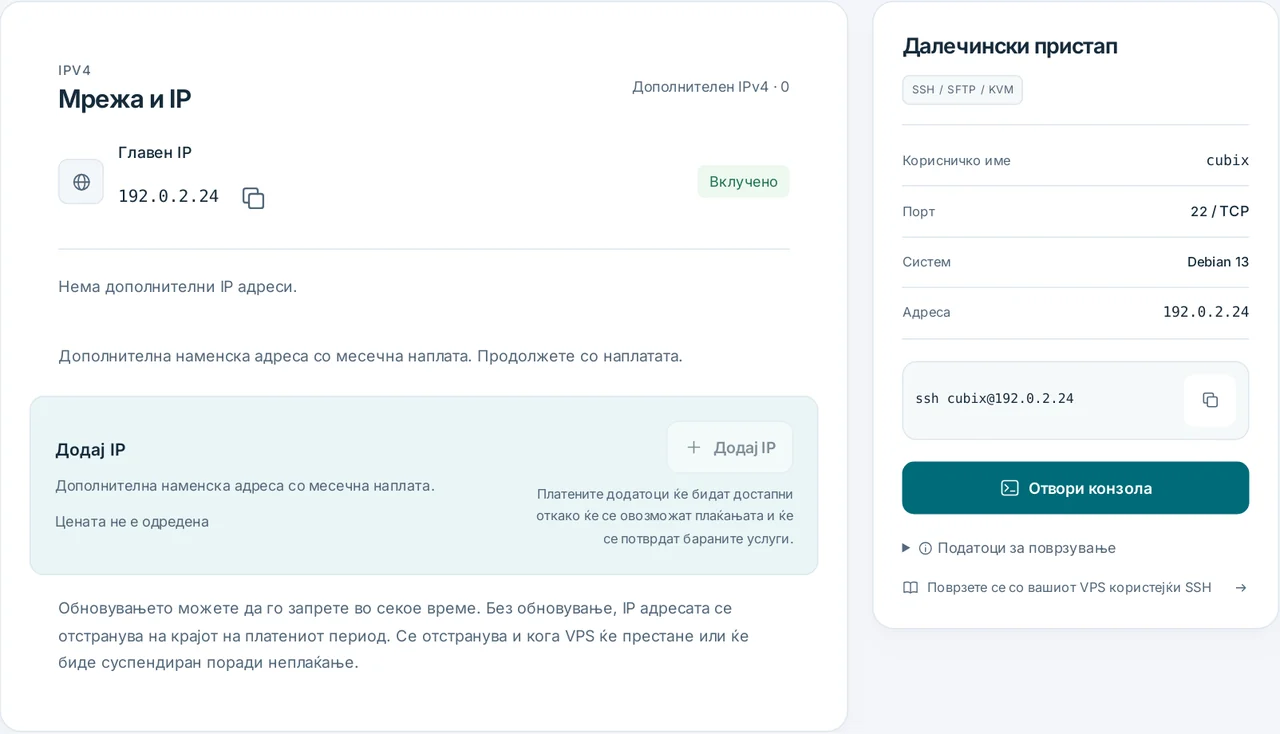 CubixServ · Мрежа и IP