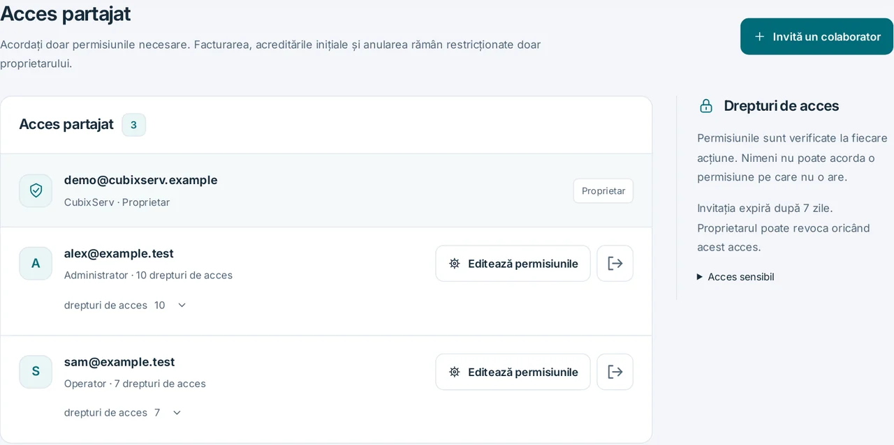 CubixServ · Acces partajat