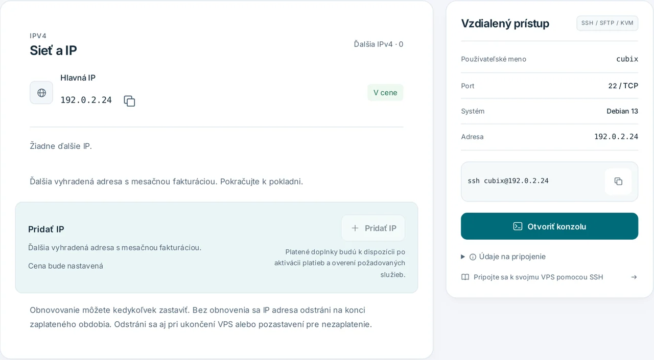 CubixServ · Sieť a IP