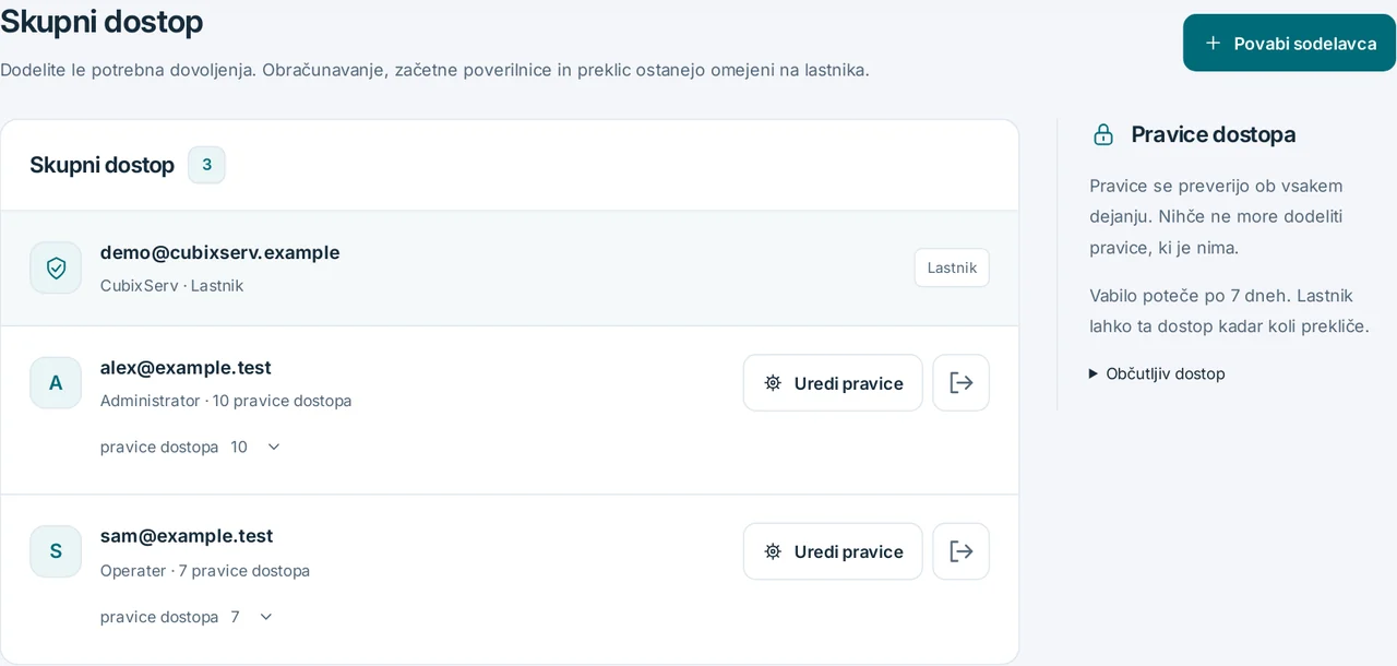 CubixServ · Skupni dostop